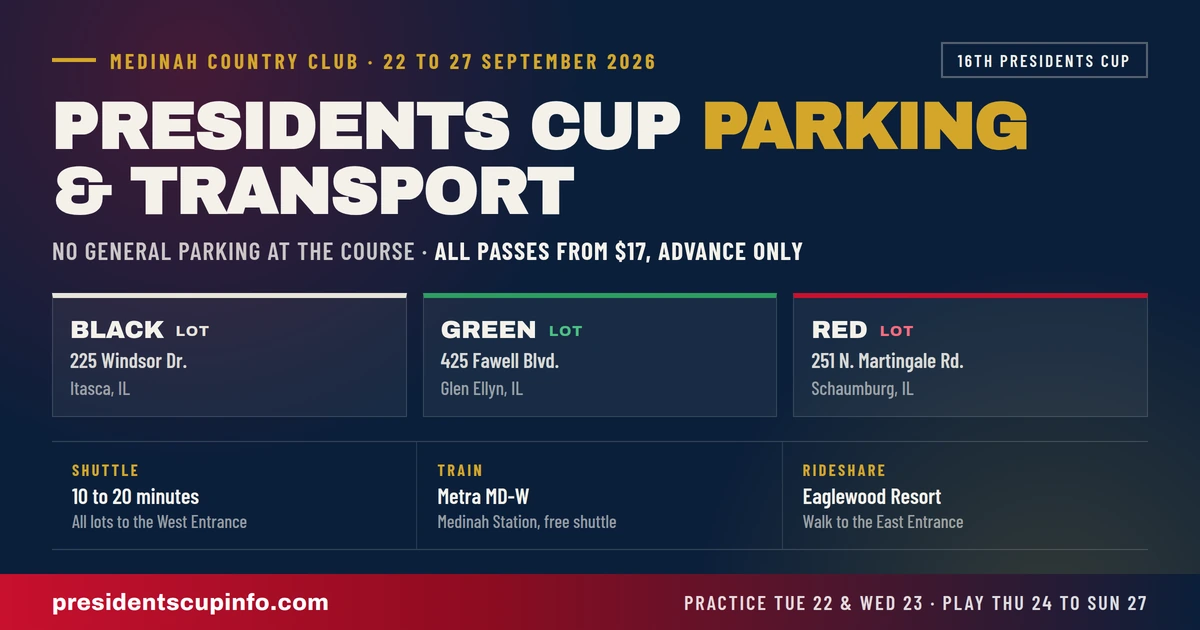 Presidents Cup 2026 parking and transport